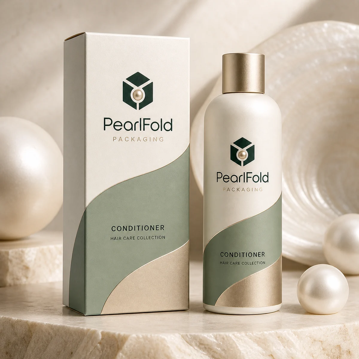 Custom conditioner box in a premium square retail styling scene