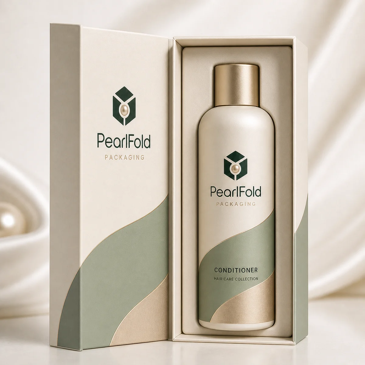 Open custom conditioner box showing its fitted insert and product presentation