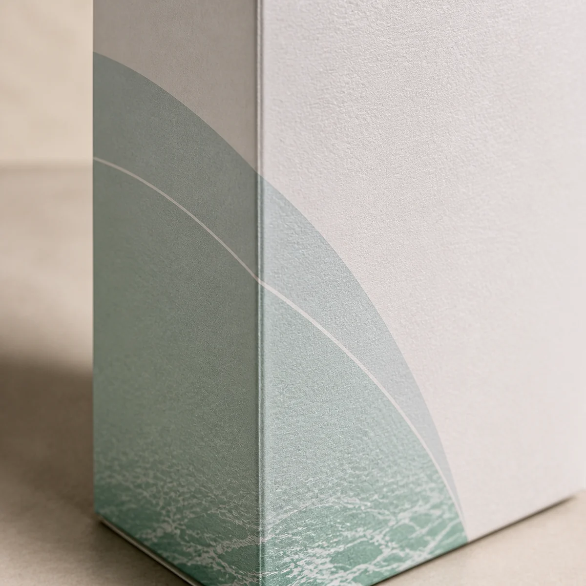 Close-up of custom facial cleanser box paper texture, print detail, and corner construction