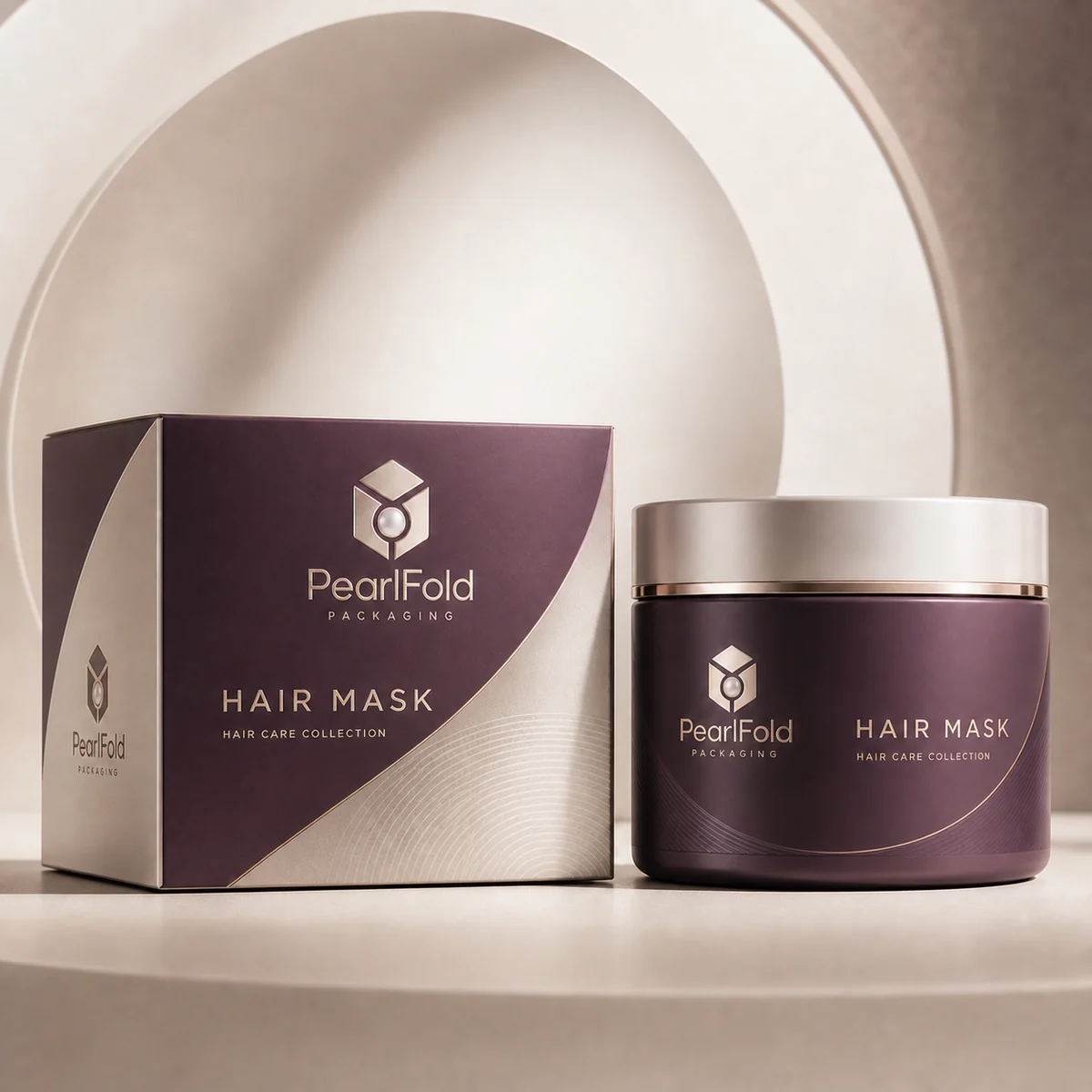 Close-up of custom hair mask box paper texture, print detail, and corner construction