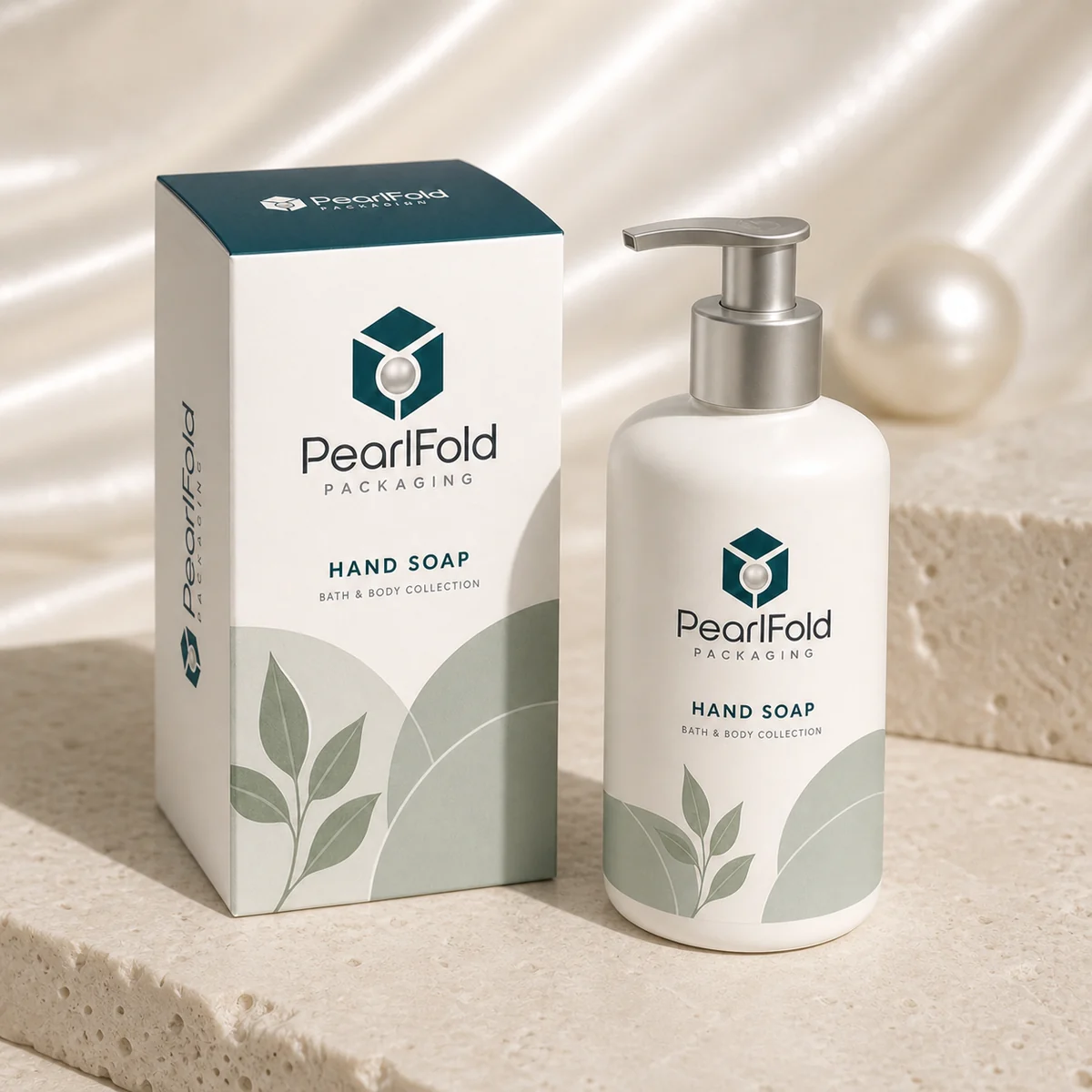 Custom hand soap box in a premium square retail styling scene