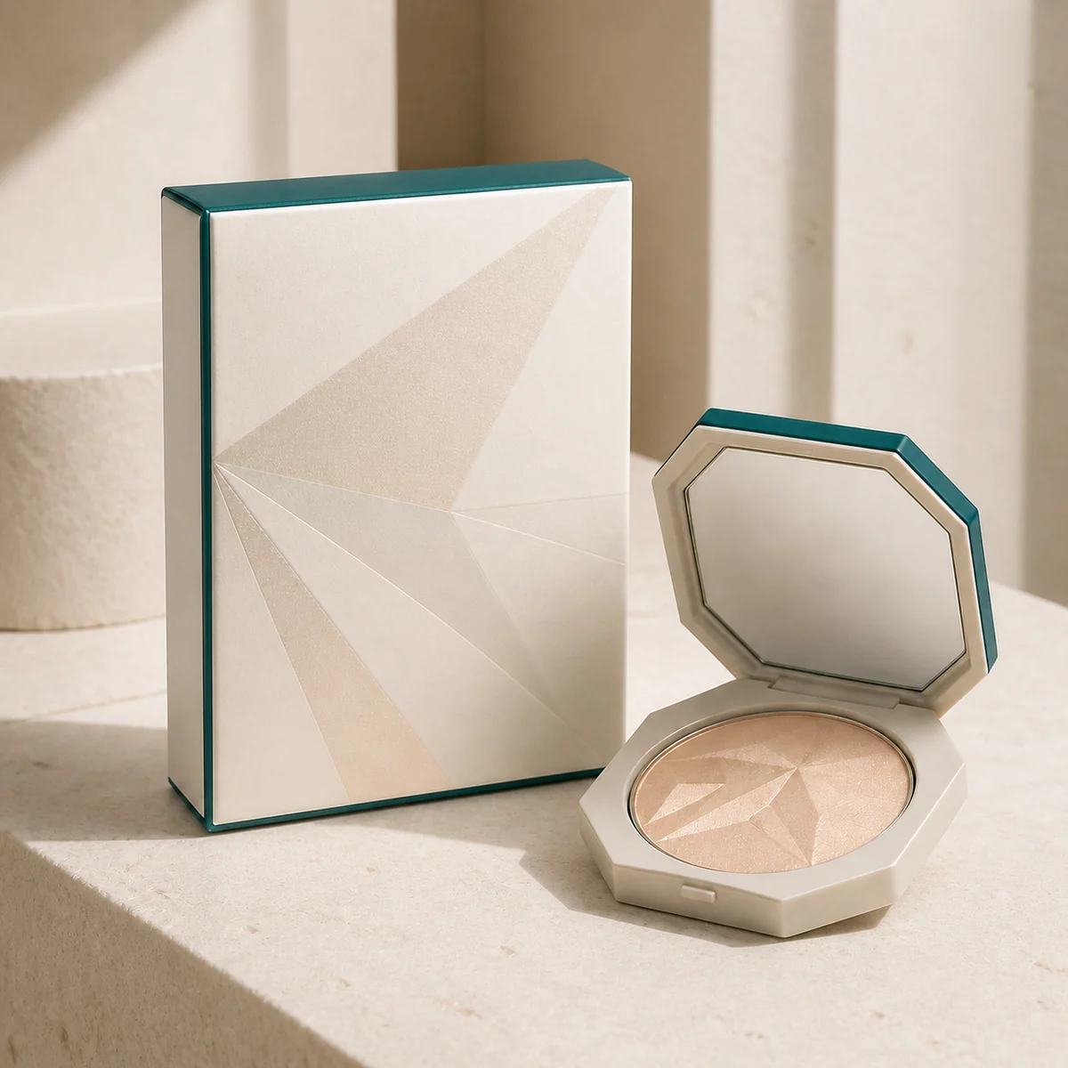 Custom highlighter box in a premium square retail styling scene