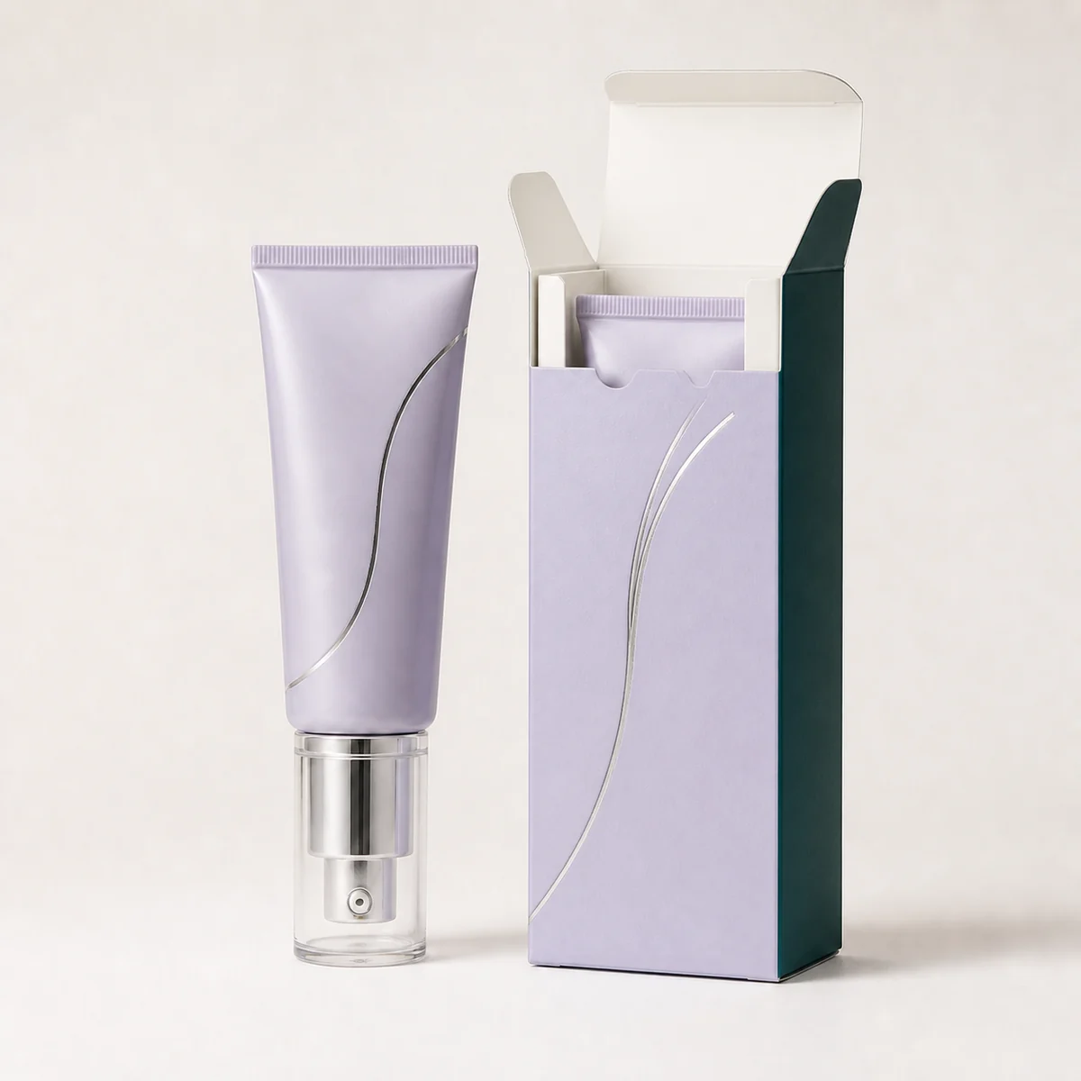 Open custom primer box showing its fitted insert and product presentation